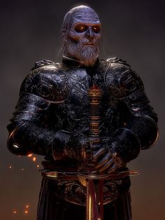 D&d Villains, Evil Paladin, Ashen Knight, Undead King, Realistic Cartoons, Dungeons And Dragons Art, White Walker, Knight Art, Fantasy Male