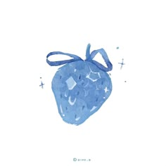 a drawing of a blue strawberry with stars on it