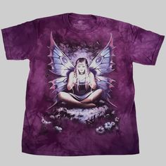 Spell Weaver Fairy T-Shirt The Mountain Purple Nwot Adult Women's T-Shirt Nwot Anne Stokes Artwork Beautiful Fairy, Beautiful Wings, Details Medium Weight ~ 100% Cotton Hand-Dyed And Printed Using Soft Non-Toxic Water-Based Inks Relaxed Classic Fit Color: Royal Purple Full Shirtfront Graphics. Back Of Shirt Is Plain. Measurements: Small - Chest: 19" - Length: 25" Medium - Chest: 18"- Length: 28" Large - Chest: 21" - Length: 31" Xlarge - Chest: 22" - Length: 30" Please Be Sure To Compare These Me Beautiful Wings, Anne Stokes, Halloween Fairy, Goth Fairy, Beautiful Fairy, Beach Attire, Purple Tie Dye, Beautiful Fairies, Mountain Man