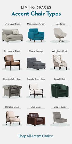 the different types of chairs and couches