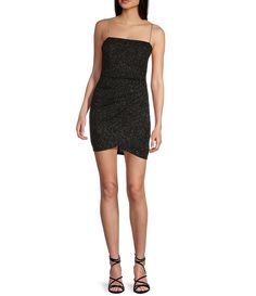 Midnight Doll Spaghetti Strap Glitter Knit Rhinestone Bodycon Dress | Dillard's Junior Dresses, Dillard's, Party Night, Cocktail Dress Party, Homecoming Dresses, Square Neck, Clothing Accessories, Spaghetti Strap, Night Out