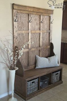 the diy hall tree is made from an old door