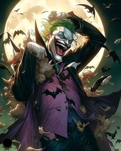 the joker in front of a full moon