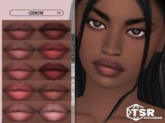 an image of various lips and eyebrows for the simse game, featuring different colors