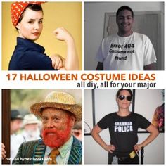 some people are dressed up and posing for halloween costume ideas, all diy, all for your major