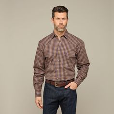 Named for our El Paso factory, this rugged, cotton western shirt features a cowboy yoke in front and back with a subtle, embroidered mirrored-L emblem on the left pocket and lower placket. Classic cowboy fit. Model is 6'0 and wearing size M. Cowboy Fit, L Names, Classic Cowboy, Handcrafted Boots, Handmade Boot, Collar Stays, Western Shirt, Scalloped Hem, Western Shirts