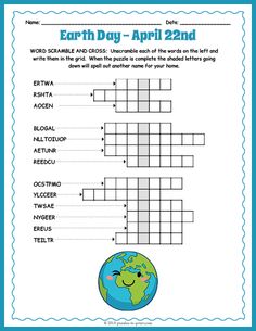 the earth day crossword puzzle