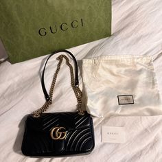 Gg Marmont Medium Shoulder Bag. Like New In Beautiful Condition. Comes With The Gucci Dust Bag And Large Gucci Shopping Bag. Price Is Negotiable, Feel Free To Submit An Offer. Gucci Shopping Bag, Gg Marmont, Gucci Bags, Gucci Bag, Dust Bag, Bag Lady, Like New, Feel Free, Gucci