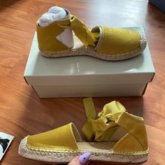 Super Cute Yellow / Gold Satin Espadrilles!! Sadly They Don’t Fit Me But They’re Perfect For The Summer!! Green Espadrilles, Beige Wedge Sandals, Ankle Tie Espadrilles, Beige Wedges, Heeled Espadrilles, Platform Espadrille Sandals, Lace Up Espadrilles, Yellow Satin, Slip On Espadrilles