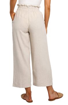 These cropped wide-leg pants are crafted from a lightweight linen blend and topped with a smocked waist and handy side pockets. Ties at waist Side pockets 65% linen, 35% cotton Hand wash, dry flat Imported Wide Leg Crop Pants, Cropped Wide Leg Pants, Crop Pants, Cropped Pants, Linen Blend, Leg Pants, Wide Leg Pants, Wide Leg, Hand Wash