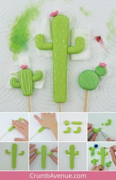 how to make cactus cake toppers with crumbs and fondant - step by step instructions