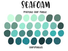 the color scheme for sea foam is shown in shades of blue, green and gray