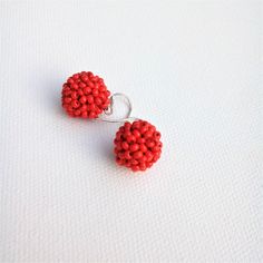 Woman Earrings, Handmade Red Earrings Gift For Girlfriend Casual Red Earrings For Party, Casual Red Party Earrings, Handmade Red Casual Earrings, Handmade Casual Red Earrings, Red Adjustable Beaded Earrings For Pierced Ears, Woman Earrings, Mom Friend, Fabric Earrings, Classic Earrings