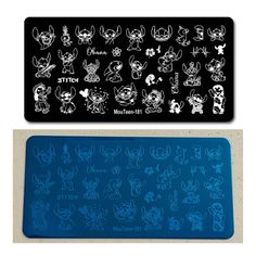 New - Lilo And Stitch - Nail Stamping Plate Blue Protective Film Still On Stamping Plate. One Size Makeup, Nail Stamping Plates, Sticker Template, Stamping Plates, Blue Plates, Nail Stamping, Film Stills, Lilo And Stitch, Press On Nails