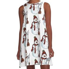 Loose-fit, mid-length sleeveless dress with silky handfeel. Printed on both sides. Machine washable. Size range XS-2XL. A funny and happy snowman. Do you love winter, snow and Christmas? Great gift idea for all snowman fans. Snow And Christmas, Happy Snowman, Love Winter, Super Gifts, Winter Snow, Mid Length, A Line Dress, Sleeveless Dress, A Line