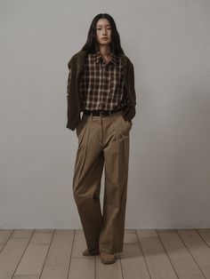 Composition : Cotton 100%Color : BROWN_S,BROWN_MCountry of Origin : Republic of Korea Brown High-waisted Wide Leg Pants With Belt Loops, Brown Wide Leg Pants With Belt Loops For Work, Brown Wide Leg Trousers For Fall, Brown Pants For Workwear In Fall, Brown Straight Pants For Fall, Classic Brown Wide Leg Pants For Business Casual, Classic Brown Ankle-length Pants, Khaki High-waisted Wide Leg Pants For Fall, Brown High-waisted Wide Leg Pants For Fall