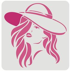 a woman wearing a hat with long hair and pink hair is shown in the shape of a