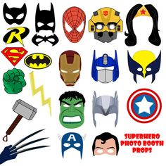 the various superhero photo booth props