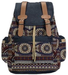 Casual Brown Backpack For Study, Casual Cotton Student Backpack, Casual Multicolor Study Backpack, Casual Multicolor Backpack For Study, Multicolor Casual Backpack For Study, Casual Cotton Backpack For Back To School, Trendy Cotton Backpack With Pockets, Casual Cotton Backpack, Casual Cotton Canvas Bag For Back To School