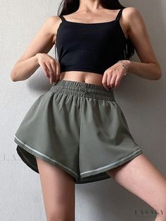 Lasaky - Quick-Dry Breathable Sports Shorts for Running, Fitness, and Yoga, with Anti-Glare Design Suitable for Outerwear Split Sweater, Running Fitness, Printed Midi Skirt, Girl Running, Black Midi Skirt, Sports Shorts, Jumpsuit Shorts Rompers, Active Wear Outfits, Short Rompers