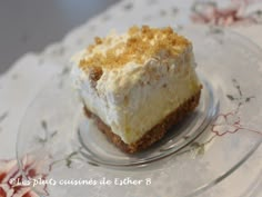 a piece of cake sitting on top of a glass plate