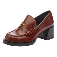 PRICES MAY VARY. Editors Notes: Our Natalie loafer is a timeless style with a leather upper and 2" heel for a modern twist Smooth Leather: Crafted of lustrous smooth leather, these women's loafers are perfectly iconic Coach shoes. All Day Comfort: A loafer for women featuring a 2" heel & man-made leather lining for all-day comfort It's All in the Details: Leather upper, man-made leather lining and footbed, man-made leather outsole, slip on. 2" heel This is COACH: Having the courage to be real si Coach Mules, Grandma Shoes, Coach Shoes Women, High Heel Loafers, Coach Heels, Loafer Heels, Live Authentically, Loafer Pumps, Heel Loafers