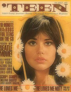 the cover of teen magazine with a woman's face and daisies in her hair