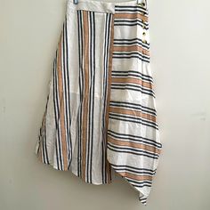 Women’s Stripe Asymmetrical A-Line Skirt Half Lining Slip Insert Lightweight 28” Waist 34” Length Casual White Asymmetrical Skirt, Chic Cotton Bottoms With Asymmetrical Hem, Chic Asymmetrical Cotton Bottoms, Summer Asymmetrical Wrap Skirt, Asymmetrical Summer Wrap Skirt, Chic Cotton Skirt With Asymmetrical Hem, Relaxed Fit Asymmetrical Wrap Skirt For Summer, Asymmetrical Wrap Skirt For Summer, Chic Asymmetrical Hem Cotton Skirt