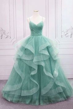 Green Princess Prom Dress, Prom Dress Fairy, Princess Prom Dress, Gown Graduation, Fairy Prom Dress, Evening Dress Wedding, Party Dress Elegant, Elegant Party Dress, Green Princess