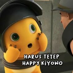 an animated character is talking to another character in the movie, harus tetep happy hyrwo