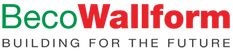 the beco wallforms logo is shown in red, green and white colors