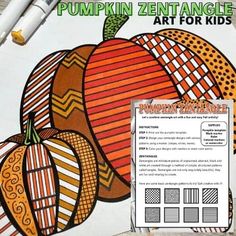 the pumpkin art for kids book is open to show artwork on it's cover