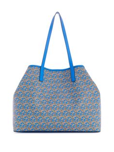 Carry it all in style with this spacious faux-leather tote featuring an updated logo print with striping and text details at center front. Blue Shoulder Bag With Logo And Double Handles, Blue Double Handle Shoulder Bag With Logo, Blue Leather Bags With Logo, Everyday Blue Bags With Logo, Blue Rectangular Bag With Logo, Blue Rectangular Shoulder Bag With Logo, Guess Watch, Breast Health, Color Grouping