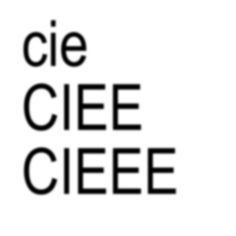 the words cie ceee are in black and white letters on a white background