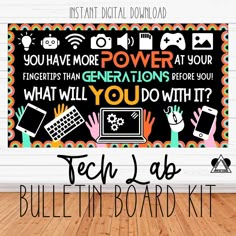 a bulletin board with the words tech lab written on it