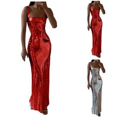 2024 Summer Elegance Versatile and Sexy Square Neck Solid Color Sequin Sling Long Dress for Women Tight Maxi Dress, Bodycon Maxi Dress, Sequin Evening Dresses, Sleeveless Dresses, Chic Party, Sequin Maxi Dress, Sequin Maxi, Bodycon Maxi Dresses, Maxi Dress Wedding