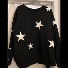 Zenanna 2x Black Super Soft Sweatshirt With Fun White Stars. Brand New. Star Sweatshirt, Cute Stars, White Stars, Star Shirt, Foundation, Womens Tops, Sweatshirts Hoodie, Brand New, Stars