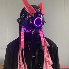 Qteee - Cyberpunk Techwear Helmet with LED Light Mask - Perfect for Cosplay and Tech Enthusiasts Techwear Helmet, Crazy Mask, Outfit With Mask, Led Light Mask, Cyberpunk Outfit, Cyberpunk Techwear, Rave Mask, Light Mask, Halloween Carnival Party