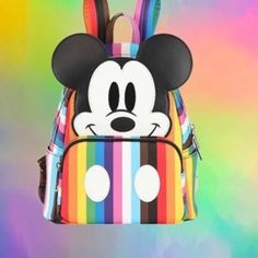 Loungefly Disney Mickey Mouse Pride Mini Backpack Brand New - With Tags Adjustable Straps Zip Around Closure Dimension 10.5h X 9w X 4.5d Cute Multicolor Backpack For Disney Trips, Disney Purple Travel Backpack, Multicolor Disney Bags For Back To School, Fun Multicolor Backpack For Disney Trips, Trendy Minnie Mouse Travel Backpack, Trendy Minnie Mouse Backpack For Travel, Multicolor Disney Standard Backpack, Playful Minnie Mouse Travel Bag, Minnie Mouse Multicolor Travel Bags