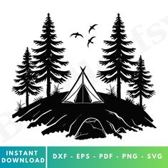 Tent Silhouette, Svg Camping, Camping Svg, Art Cut, Camping Tent, Cut Canvas, Scan And Cut, Camping Life, Brother Scan And Cut