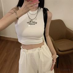 Lasaky - Women's Top with Low-Cut Back and No Sleeves, Perfect for Everyday Wear Casual Cheap Streetwear Crop Top, Cheap Crop Top For Streetwear, Cheap Athleisure Crop Top For Streetwear, Cheap Kpop Tops For Spring, Affordable Kpop Streetwear Tops, Cheap Cotton Crop Top For Streetwear, Y2k Pattern, Crop Top Sleeveless, Tops Korean