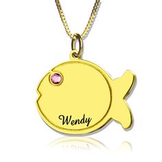 Kids Fish Name Necklace 18k Gold Plated - Do you love fish? If you do, then you will definitely love our very special Sterling Silver Personalized Fish Pendant Name Necklace Gift For Kids is king of the sea and children and adults alike will love it. Not only can you engrave any words,name or initial on the pendant, but you can also select a birthstone for the eye.Our necklace arrives in a beautiful gift bag and box ,that is perfect for gifting. Lightning Bolt Necklace, Puzzle Jewelry, Engraved Engagement Ring, Kids Fishing, Fish Pendant, Infinity Jewelry, Fingerprint Jewelry, Map Necklace, Family Jewellery