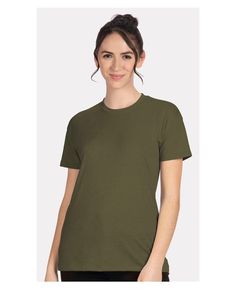 Women's CVC Relaxed Tee - MILITARY GREEN - XL | Next Level Women's CVC Relaxed T-Shirt in Military Green Size XL | 60/40 cotton/polyester Khaki Crew Neck T-shirt, Green Crew Neck Plain Shirt, Olive Cotton Short Sleeve Shirt, Olive Cotton Crew Neck Tops, Olive Relaxed Fit Cotton Top, Olive Cotton Top With Relaxed Fit, Military Green, Next Level, Size Medium