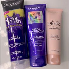 I Was Going To Dye Hair But Changed My Mind, Lost My Receipts And Cannot Return John Frieda - Violet Crush L’oral - Ever Pure Le Color Gloss- One Step Toning Gloss Hair Toner, Dye Hair, Shampoo Hair, John Frieda, Purple Shampoo, L Oreal, Hair Shampoo, My Mind, Dyed Hair