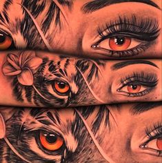 some very pretty looking tattoos with orange eyes