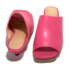 Women's Peep Toe Kitten Heel Mules Low Heel Sandals | Up2Step Bridal Shoes Low Heel, Neon Heels