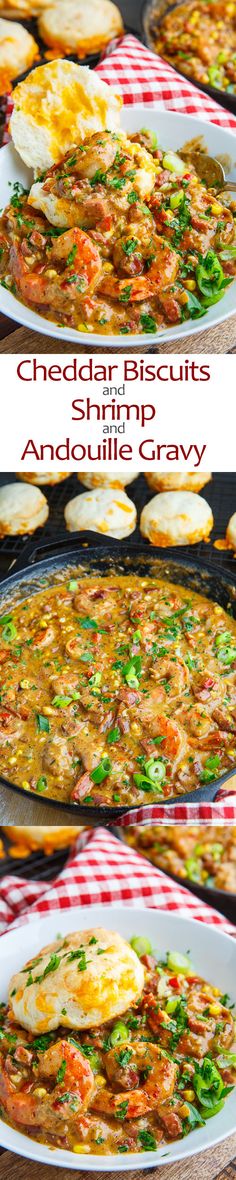 two pictures show different types of food in pans