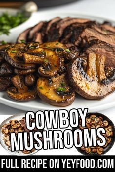 the cowboy mushrooms are ready to be cooked in the oven and served with other foods