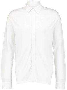 white classic collar front button fastening long sleeves buttoned cuffs straight hem White Long Sleeve Top With Concealed Placket, Modern Long Sleeve Dress Shirt With Concealed Placket, Modern Long Sleeve Tops With Concealed Placket, Modern Long Sleeve Top With Concealed Placket, Modern Long Sleeve Shirt With Button Cuffs, Timeless Long Sleeve Tops With Concealed Placket, White Long Sleeve Dress Shirt With Concealed Placket, Timeless Long Sleeve Shirt For Fall, Classic Long Sleeve Shirt With Button Closure