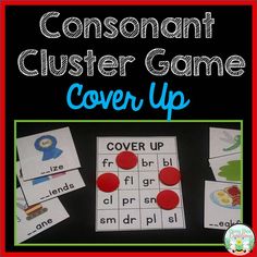 a close up of a cover up with the words, consonant clusterer game